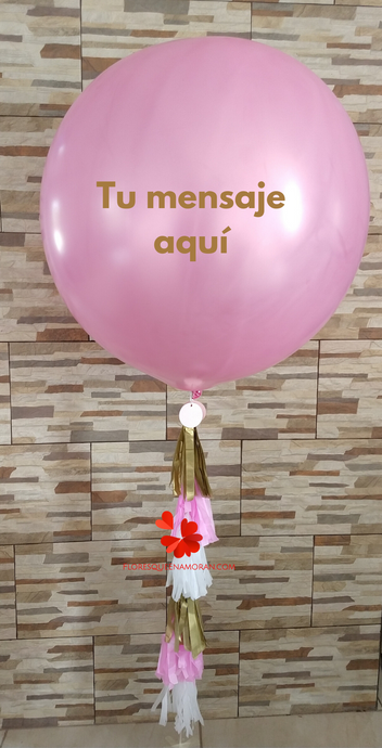Globos Gigantes Rosa con Guirnalda