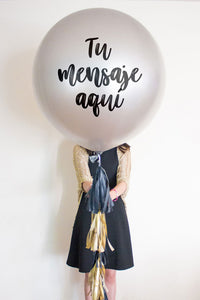 Globos Gigantes Plata con Guirnalda